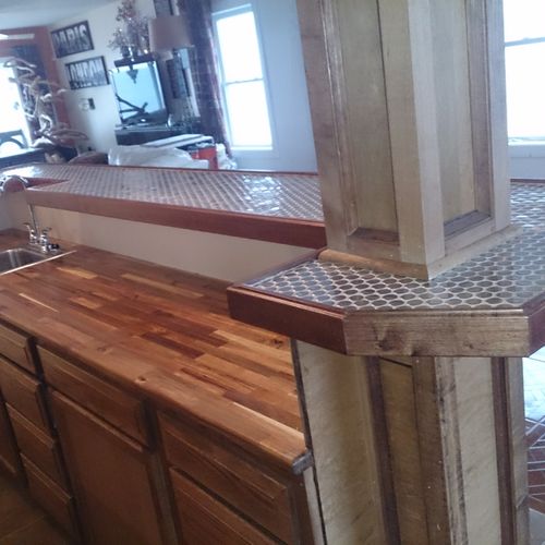 Custom mosaic counter top, With bamboo top. Maple 