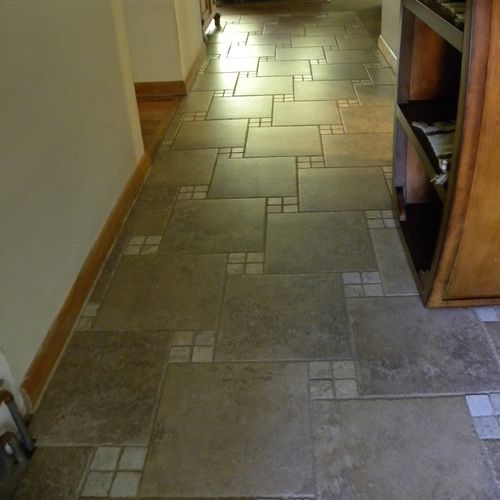 pinwheel tile, hall, bath and Kitchen.