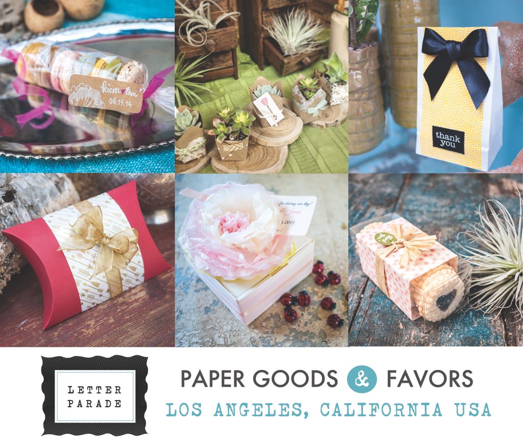 A collection of favors by Letter Parade.