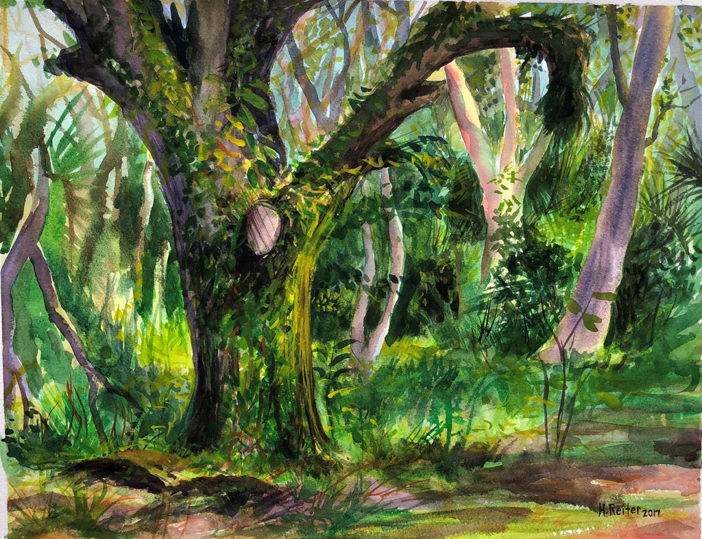 Watercolor Tree Tops Park by Ms. Heidi