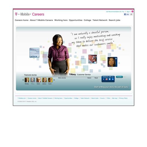 T-Mobile web page Career section. This is a projec