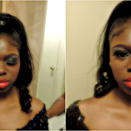 Smokey eye with a red lip
for prom