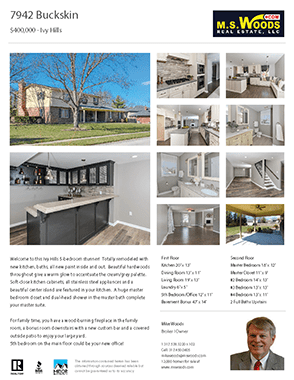 Property Flyer typically 8.5x11 printed in high re