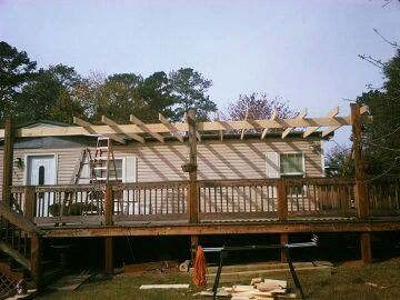 Putting the roof trusses up in Georgia. 