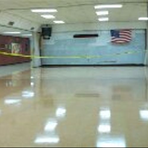 Panorama image of floors that I prepped and waxed.