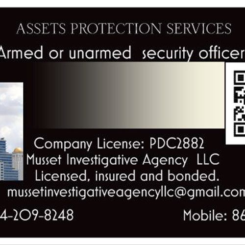 As a contract security company, I provide asset pr