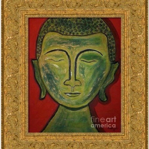 Buddha, painted in oil, and fine gold leaf.