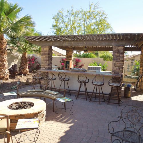 Outdoor kitchen with firepit
