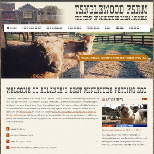 WordPress website for Tanglewood Farm Miniatures. 