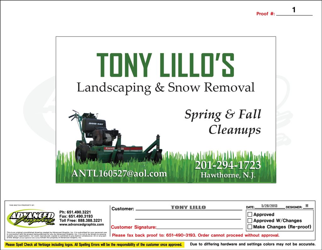 Tony Lillo's Landscaping and Snow Removal