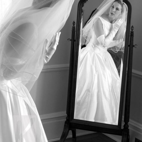 I caught this bride in the dressing room mirror by