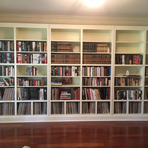 Custom library for album collection and books. 