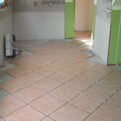 Kitchen remodel tile flooring had to level floors 