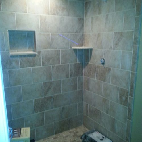 Beautiful Bathroom Tiling with built in trays