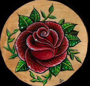 "rose" acrylic on wood