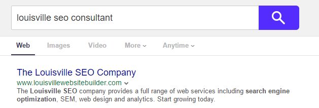 SEO Service Results:  "SEO Company Louisville" sea