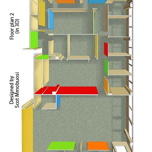 Floor plan rendered in 3D. Visit www.scotdesigns.c