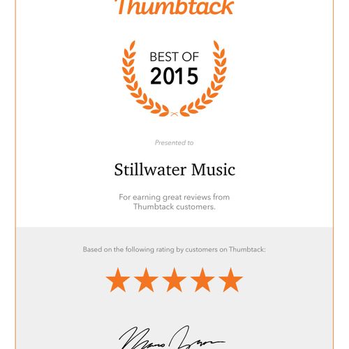 An award I received from the CEO of Thumbtack, Mar