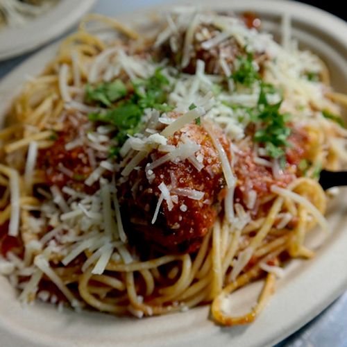 O.G. spaghetti marinara w/ chorizo meatballs (or w