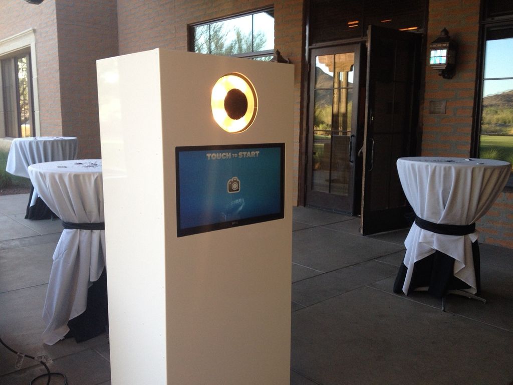 Our photo booth is equipped with a touch screen mo