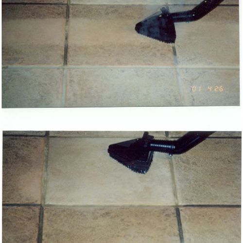 Dry Vapor Steam Cleaning of Tile and Grout with Ha