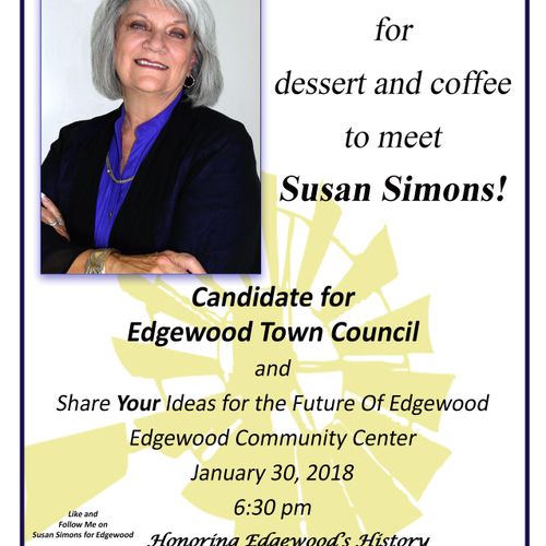 Campaign Flyer for Susan Simons for 2018 Edgewood 