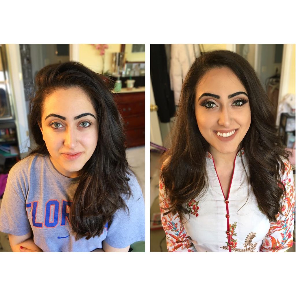 Before and after. Dramatic false lashes applied
