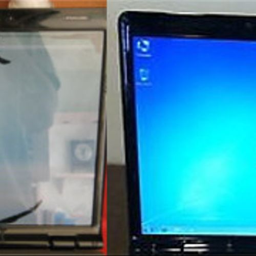 Laptop screen repair - Before and after.