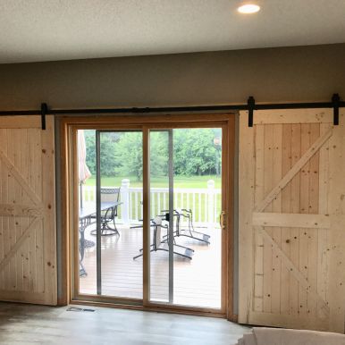 Custom made patio barn doors