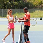 Me showing her the backhand volley and the right g