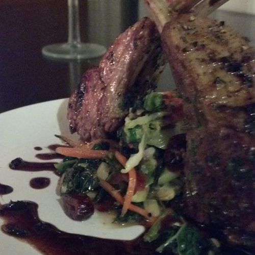 Rack of Lamb with Balsamic Glaze and brussels spro