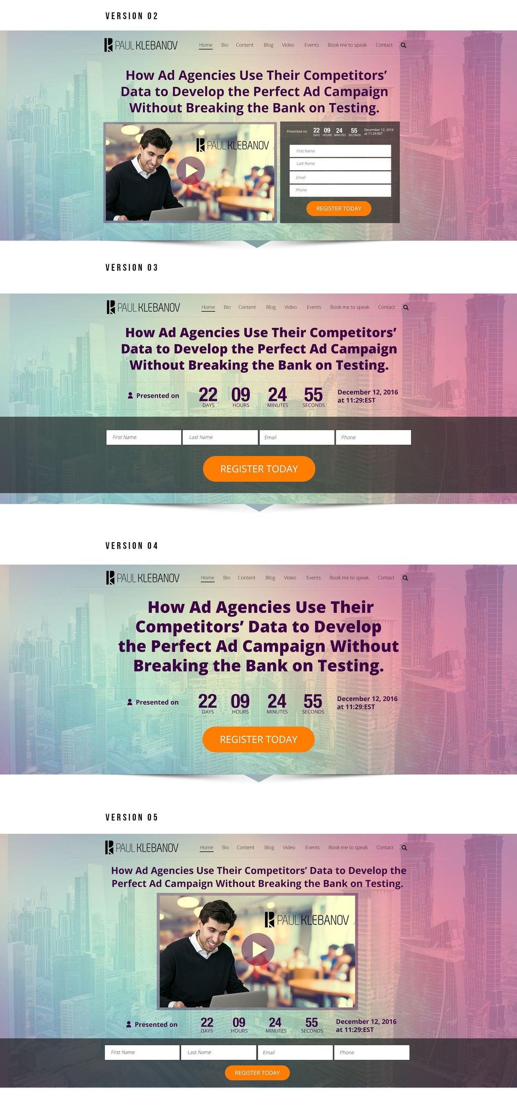 Landing Page Header Design - Paulklebanov.com