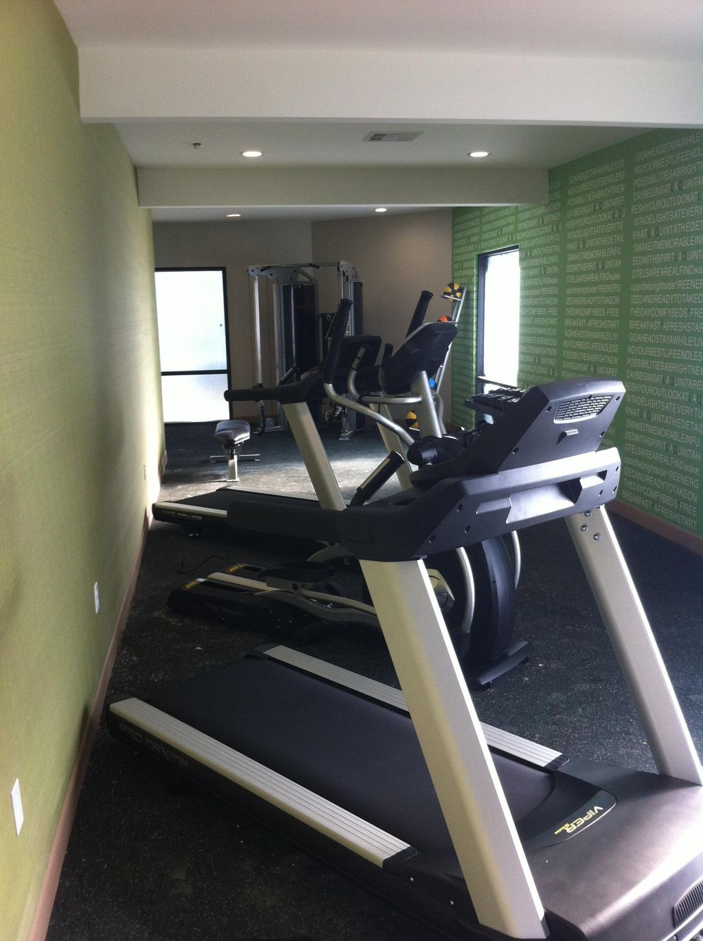 Hotel renovation. Gym equipment assembly and place