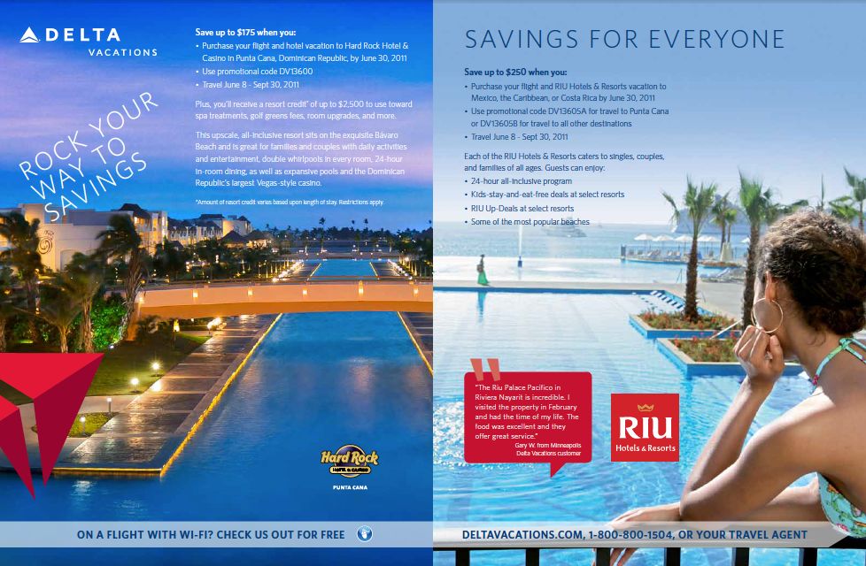 2-page spread for Delta Vacations in Delta Sky Mag