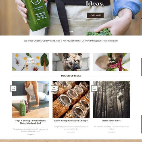 Ecommerce website design for a natural juices stor