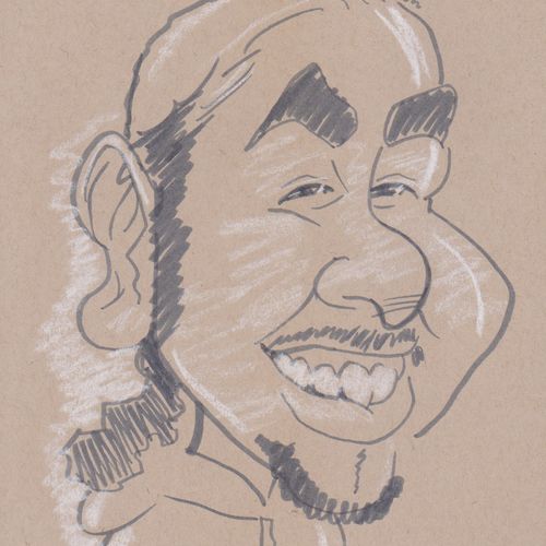 Live caricature - marker/white on toned paper