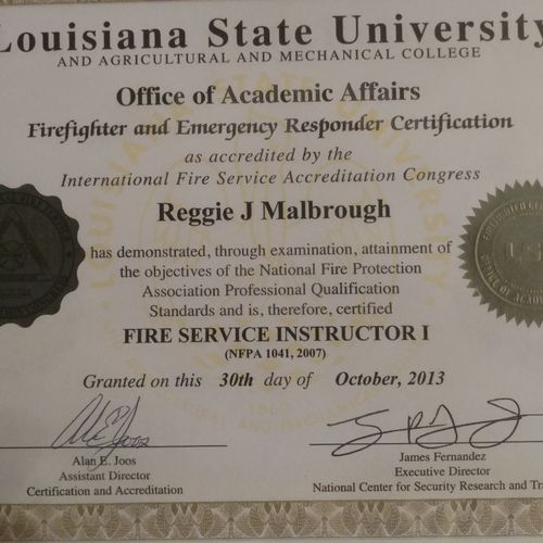 Fire service Instructor Certification