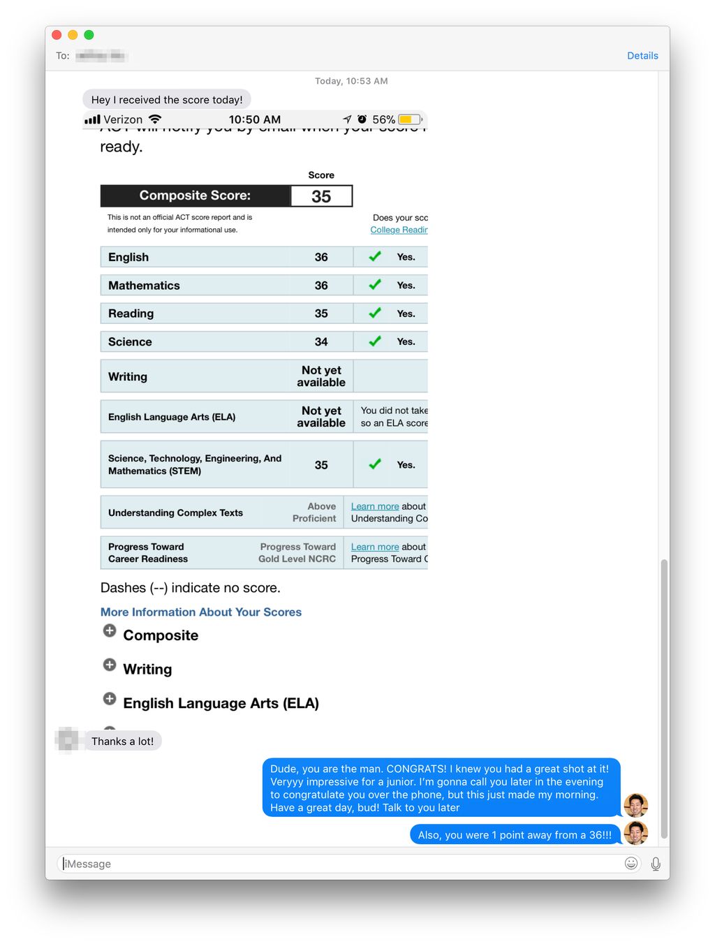 This student started out at a 32 overall and had t