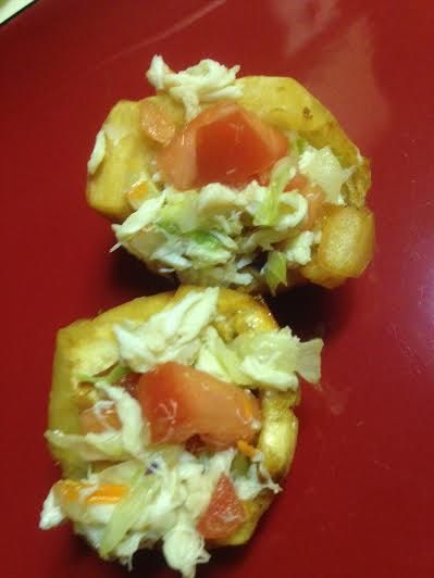 Breadfruit (pana) stuffed with crab salad