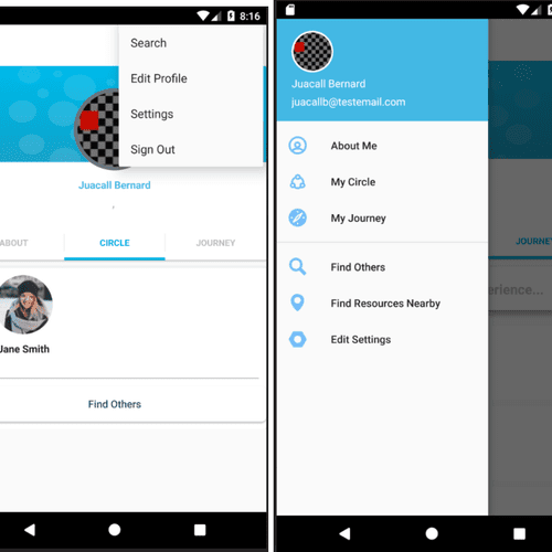 Android version of a social media app to match the