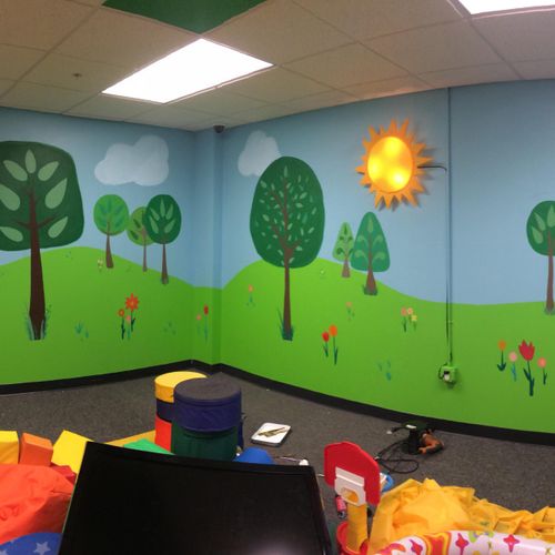 A mural I painted for at a nursery. Done in acryli