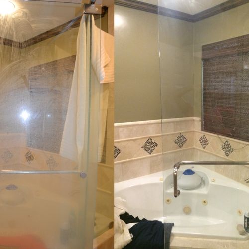 Before and after of shower door