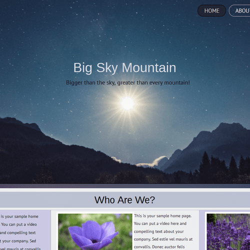 Big Sky Mountain Website Design - 1 Column, Mobile
