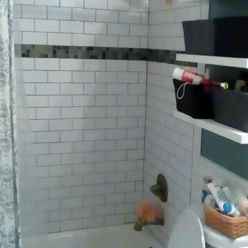 remodeled bathroom, new tile 