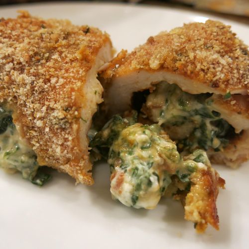 Chicken breast stuffed with spinach, habanero jack