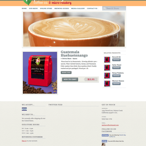 Pacific Bay Coffee Roasters - eCommerce coffee sho