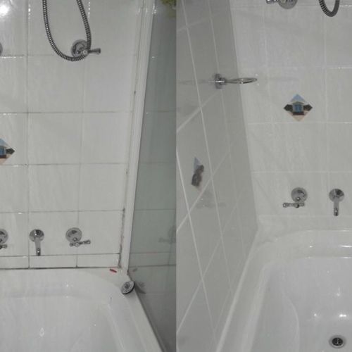 Shower walls and tube before and after 