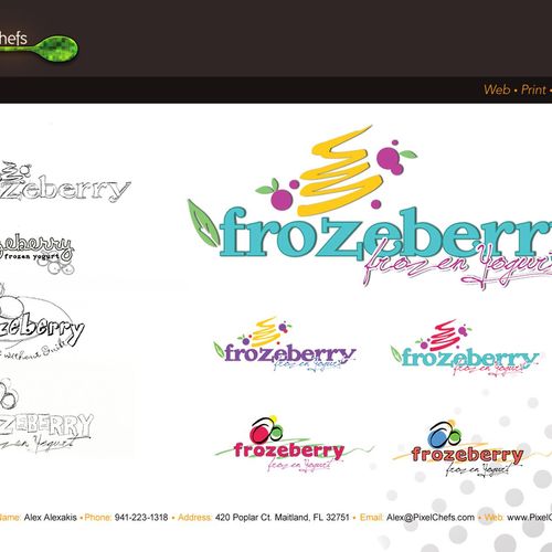 Logo Design and Concepts for Frozeberry frozen Yog