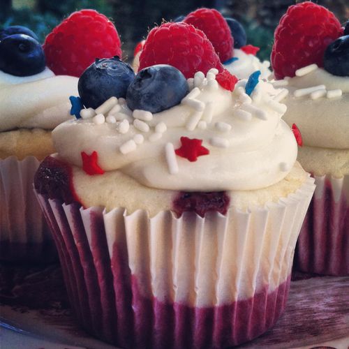 4th of July Freedom Cupcake
Raspberry filled Red V