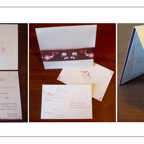 Wedding Invitation and postcard RSVP. Custom Desig